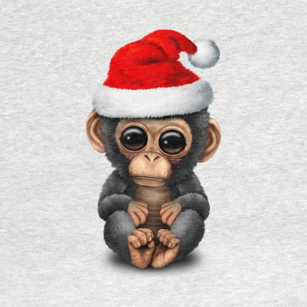 Baby Chimp Wearing a Santa Hat by jeffbartels